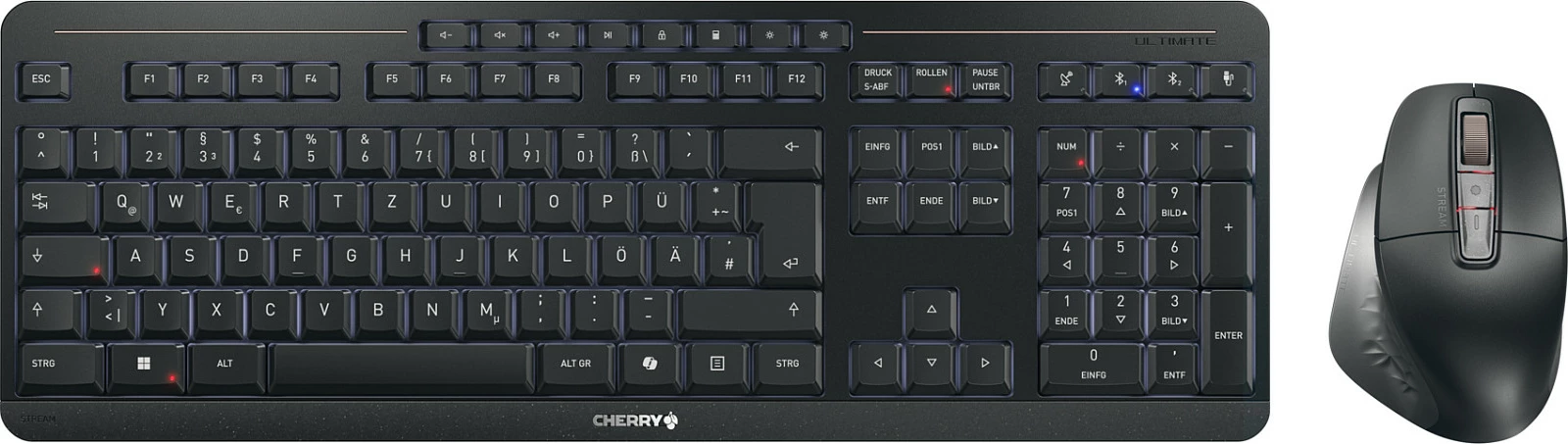 Set tastierë + Maus Cherry Stream Desktop ULTIMATE, Wired & Wireless, USB/RF/Bluetooth, QWERTZ, LED, e zezë