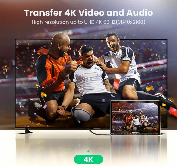 kabl HDMI UGREEN 80602 HDMI 2.1, 3m, 8K@60Hz / 4K@120Hz, 48Gbps, eARC, HDR, me kuti, e zezë