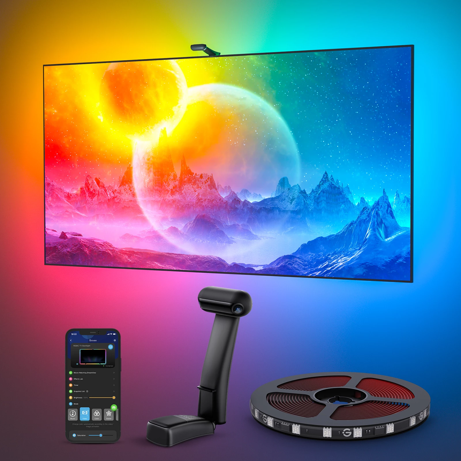 Shirit LED backlight për TV Govee Envisual T2 55-65" RGBIC