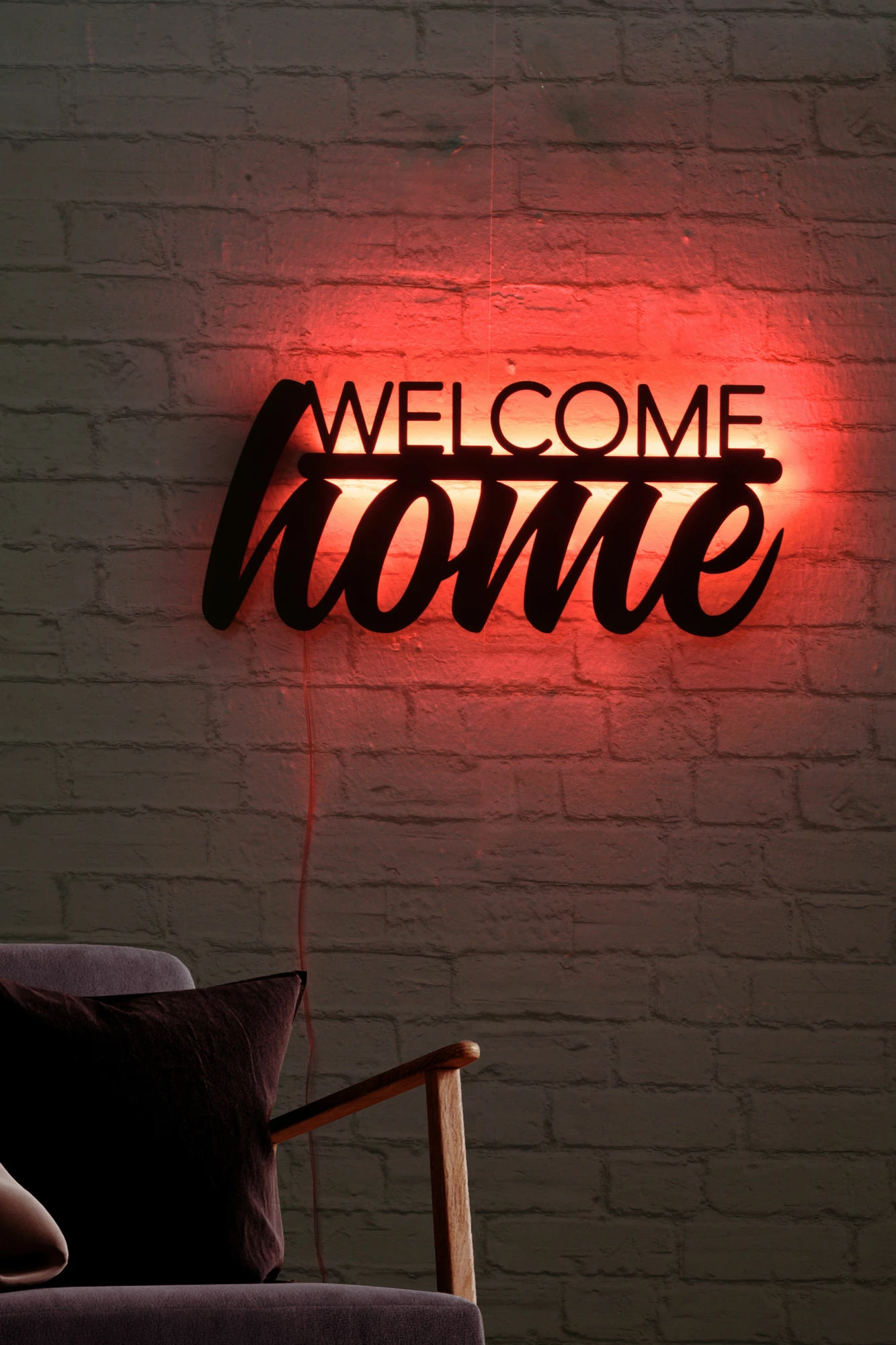 Dritë dekorative LED për mur, Welcome Home, e kuqe