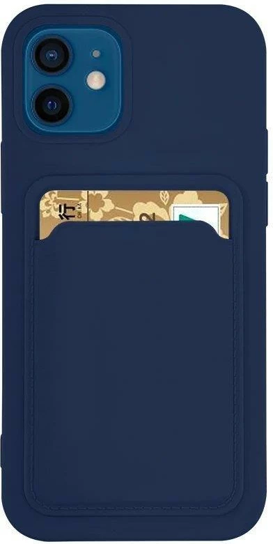 Mbështjellës silikoni Hurtel Card Case për Samsung Galaxy S22+, me xhep për karta, Blu navy
