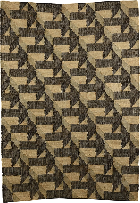 Qilim për dhomë dite, lesh, jute, natyral/zi, 120x180cm