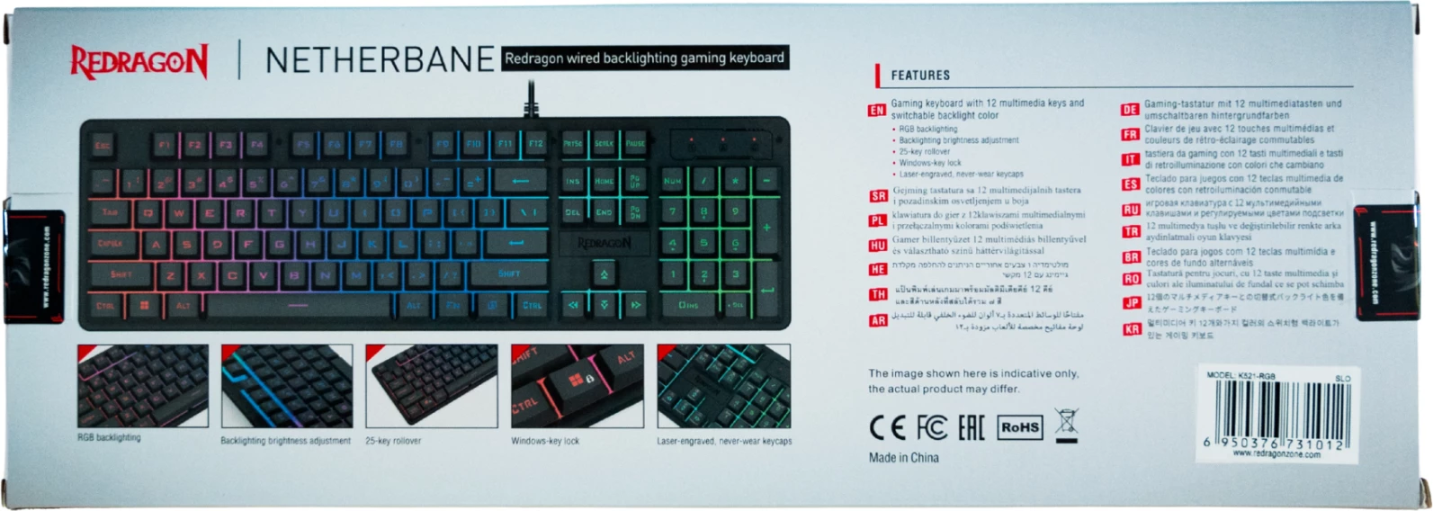 Tastierë gaming Redragon Netherbane K521, RGB, 104 taste, USB-C, SLO/CRO layout, e zezë