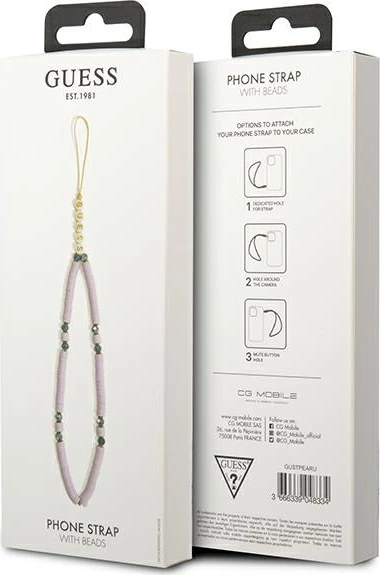 Varëse për mbështjellës telefoni Guess GUSTPEARU, Heishi Beads, vjollcë