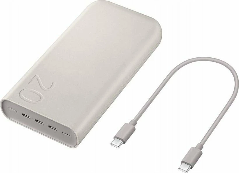Powerbank Samsung EB-P4520XUEGEU 20000mAh 45W 3x USB-C, krem, me kabllo USB-C 20cm