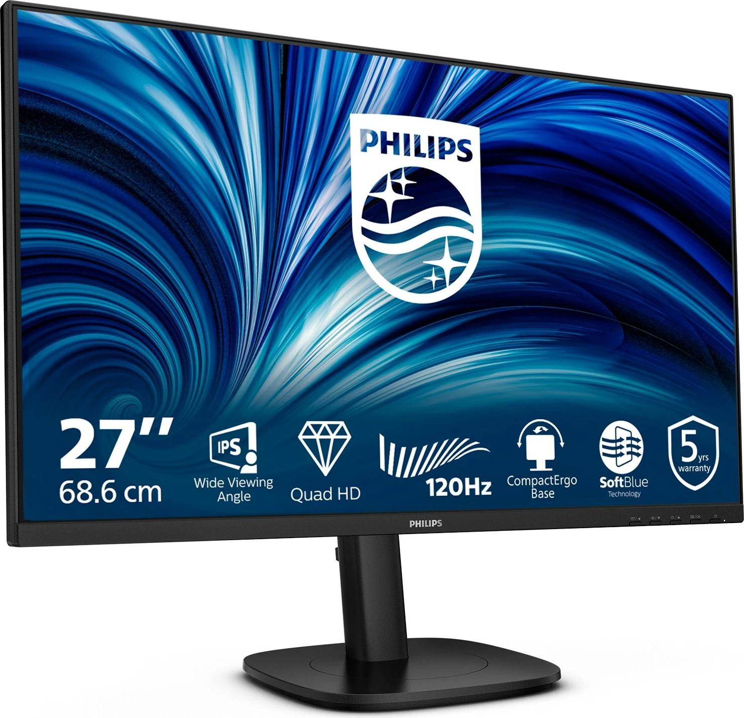 Monitor Philips 27 inç 2560x1440 120Hz IPS USB HUB altoparlantë i zi