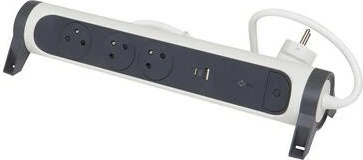 Shirit zgjatues Legrand 049417, 3x2P+T, 1.5m, me USB A/C, i zi/bardhë/antracit