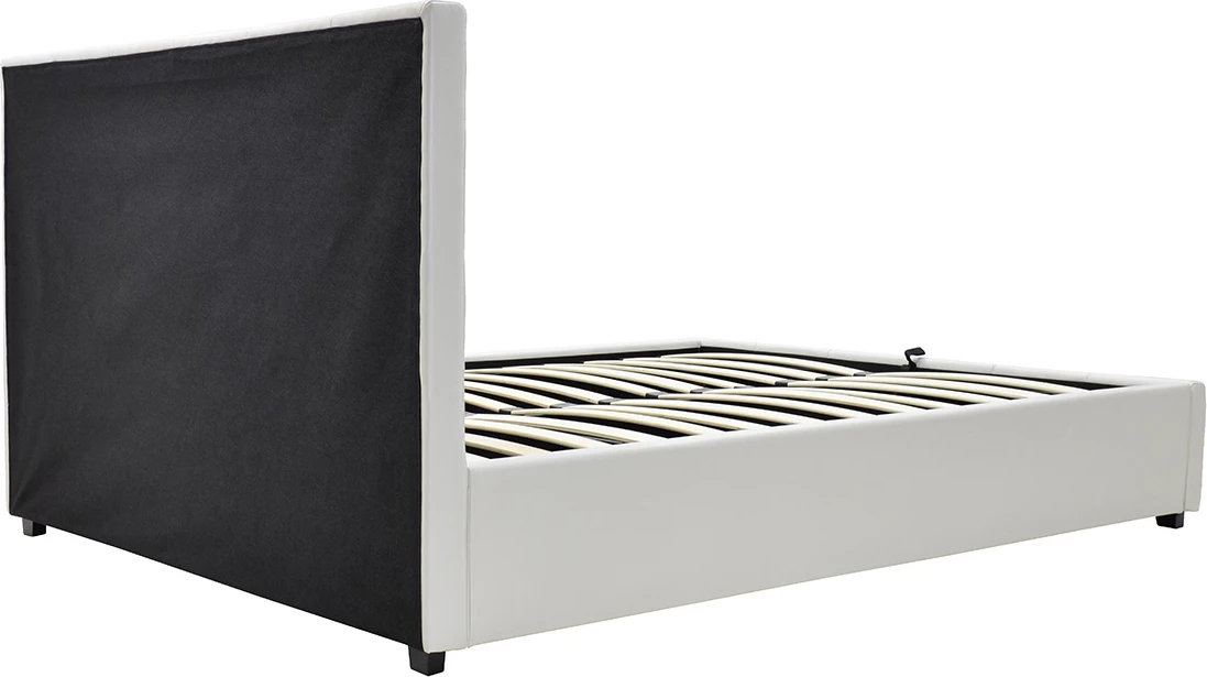 Shtrat dopio Roi PU me hapësirë ruajtjeje, ngjyrë e bardhë mat, 160x200