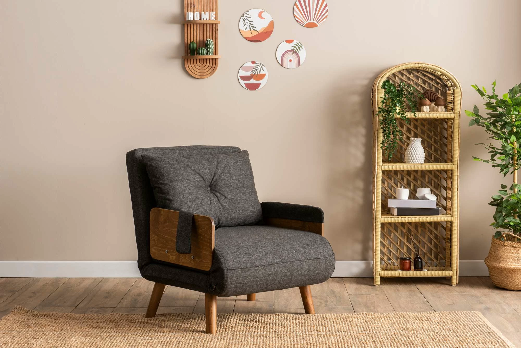 Krevat-karrige një vendësh Atelier del Sofa, Cosmo Single, gri e errët