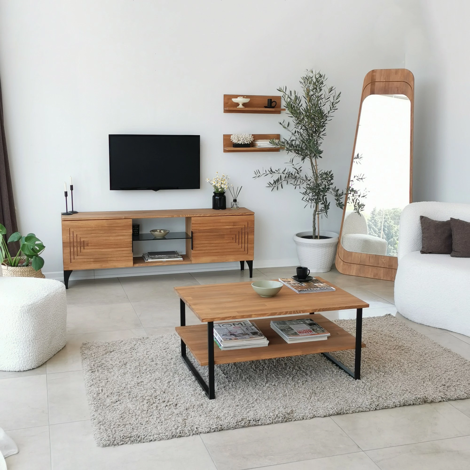 Tavolinë e ulët Hanah Home, ngjyrë lisi, Neta