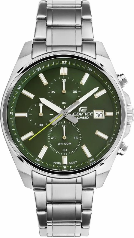 Orë dore për meshkuj Casio, argjendi me të gjelbër
