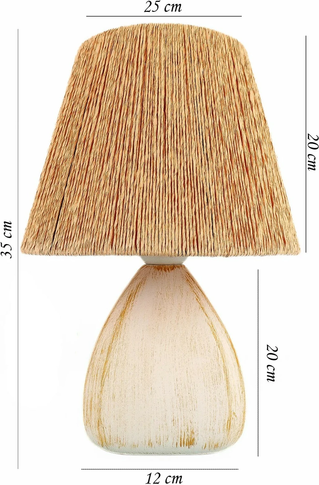 Llambë tavoline Opviq, YL678, trup qeramike, kapak jute, ngjyrë natyrale