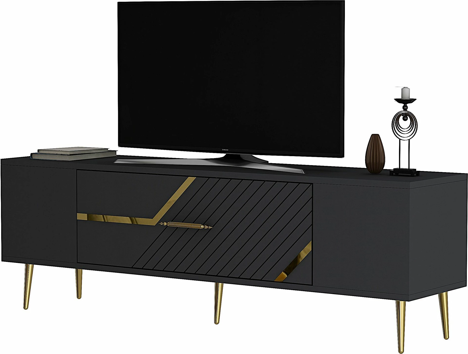 Komodë për TV, ngjyrë antracit dhe ari, Skye Decor, Dekolp5