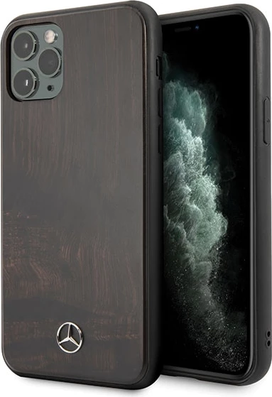 Mbështjellës Mercedes Wood Line Rosewood për iPhone 11 Pro Max, kafe