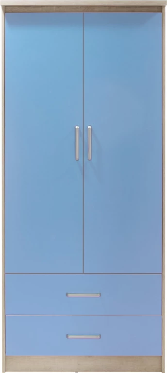 Dollap për fëmijë Looney me 2 dyer dhe sirtarë, ngjyrë castillo-blu, 81x57x183