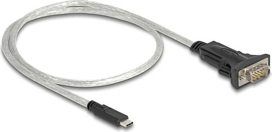 Adapter DeLOCK USB-C në Serial RS-422/RS-485 me terminal 6-pin, 0.5 m, zi/transparent