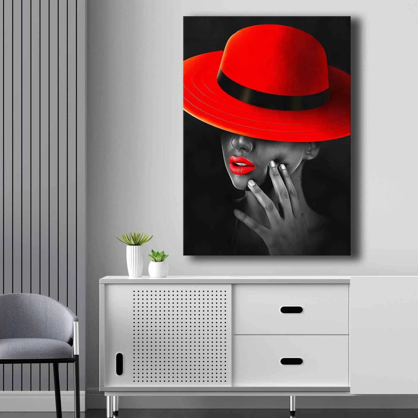 Pikturë dekorative në kanavacë, ngjyra të kuqe, gri, e zezë, 70x100cm, Wallity 70100NISC-033