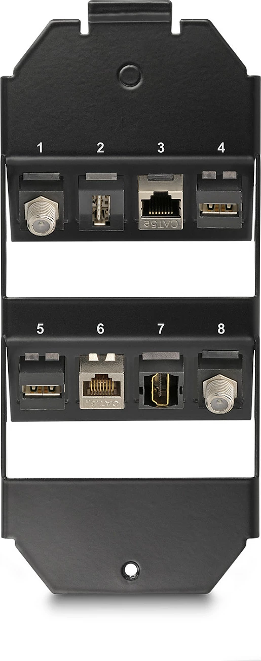 Mbajtëse Keystone DeLOCK 8-Port për kuti dyshemeje, metal, e zezë