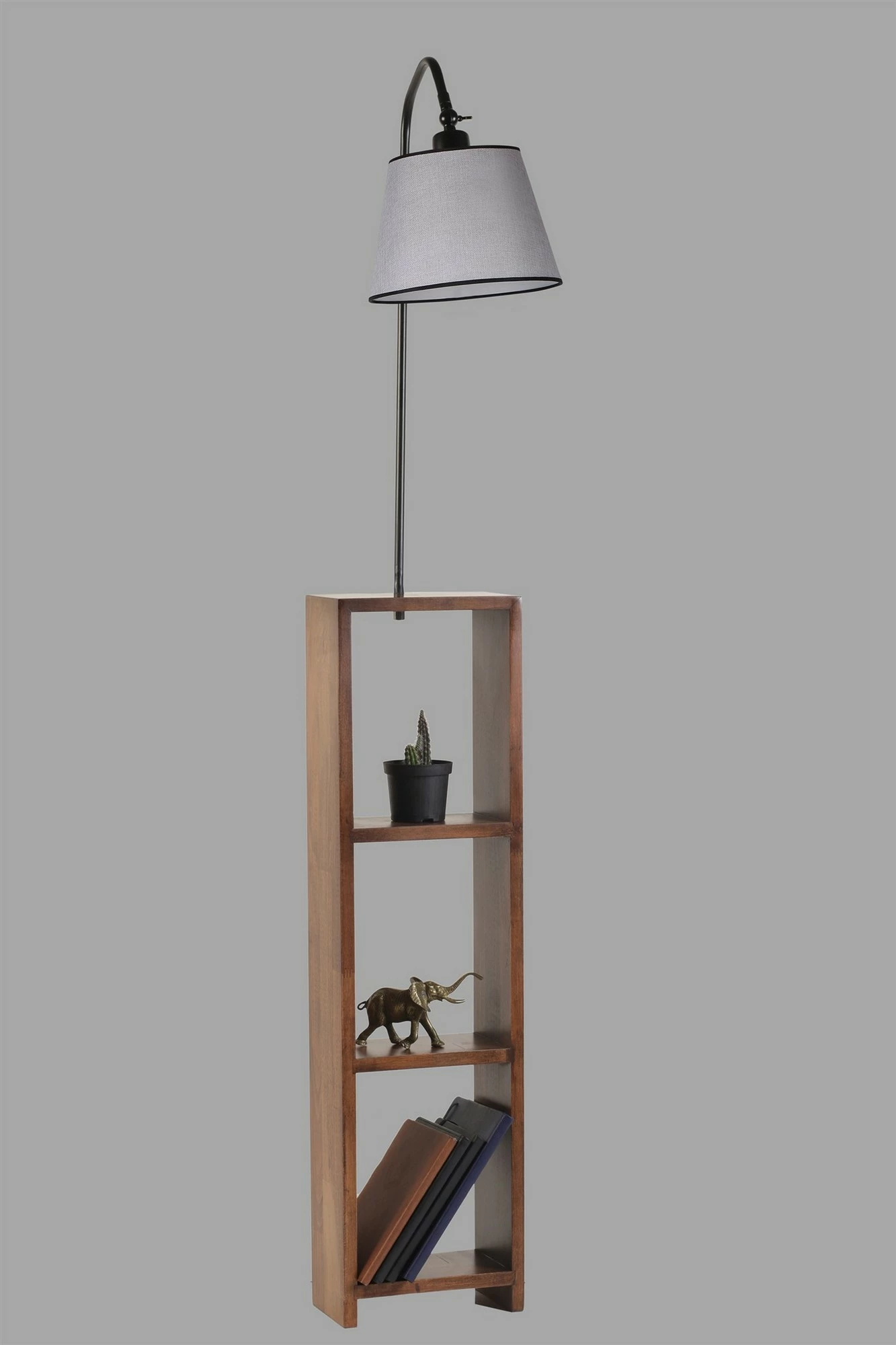 Llambë dyshemeje me rafte Opviq, Stelo, e zezë, pramit, hasir gri