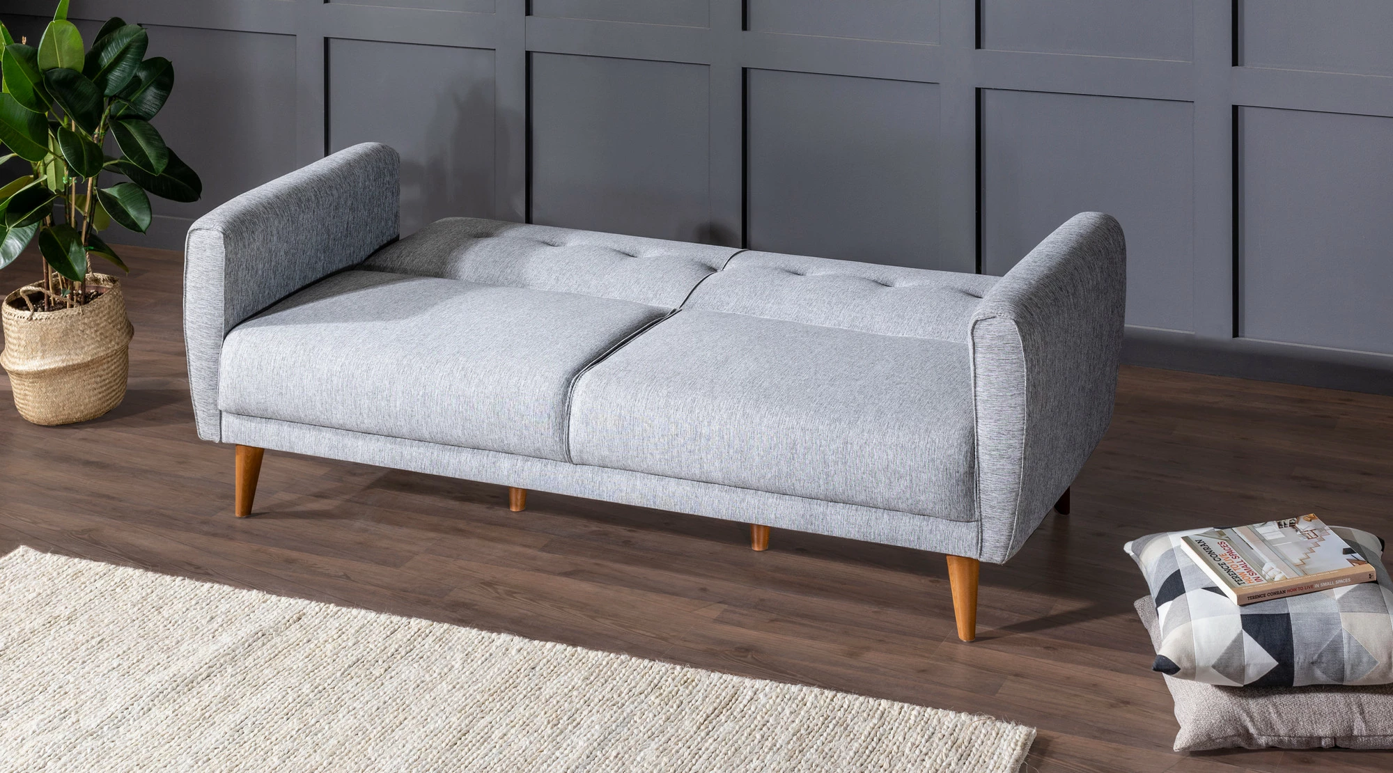 Divan-krevat treshe, Atelier del Sofa, Aria, ngjyrë gri