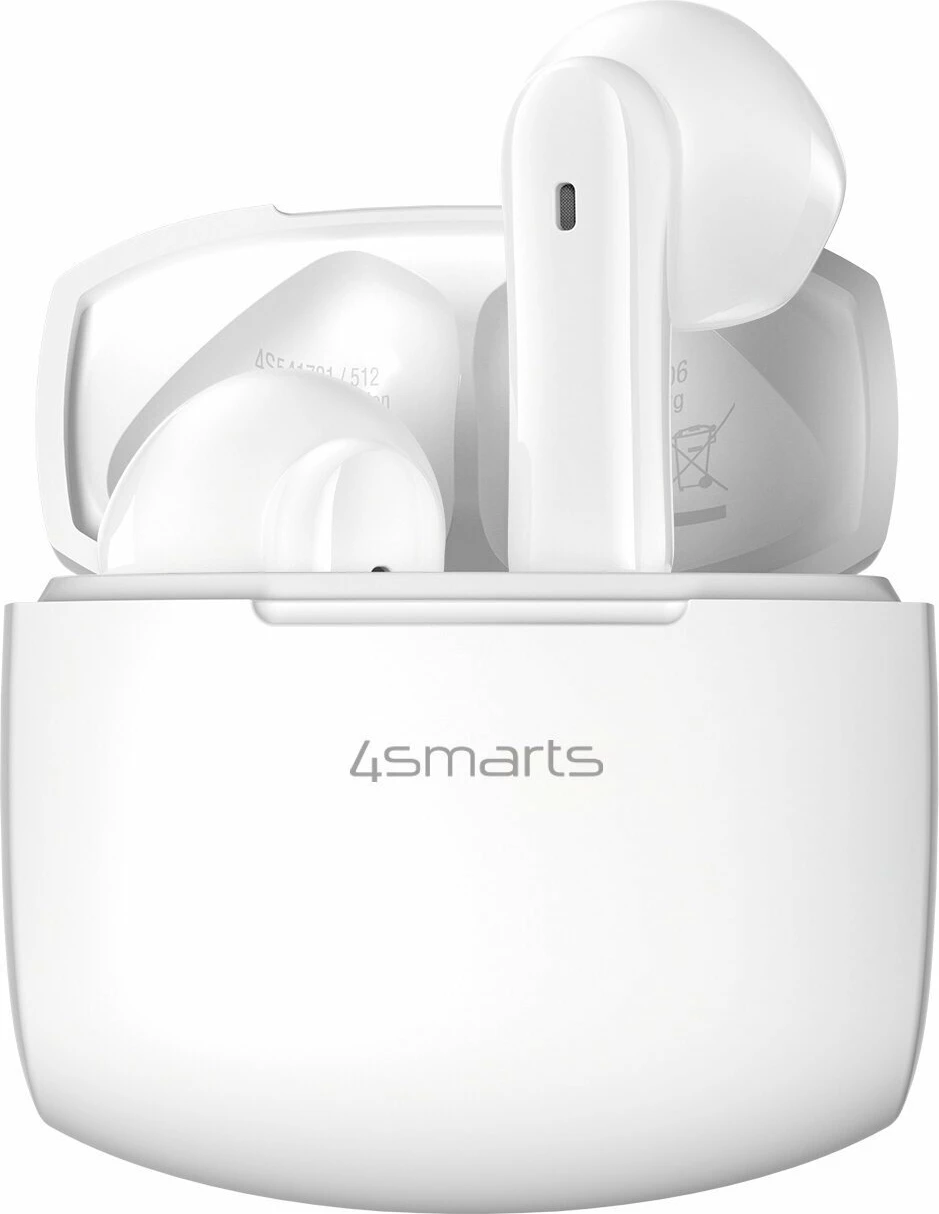 Kufje wireless 4smarts SkyBuds Air Bluetooth 5.4 me ENC dhe kuti karikimi, të bardha