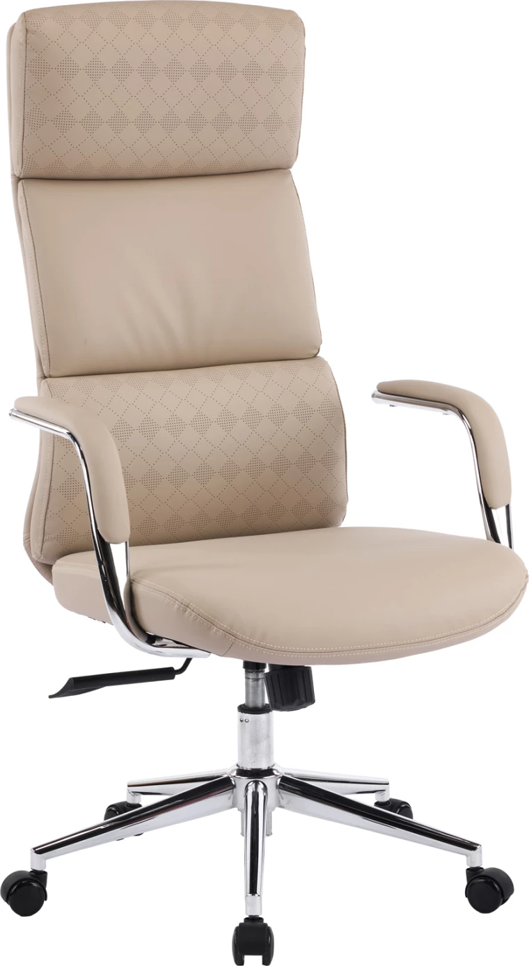 Karrige zyre MEITE FH18353.02, lëkurë sintetike bezhë, bazë kromi, 66x71x127cm