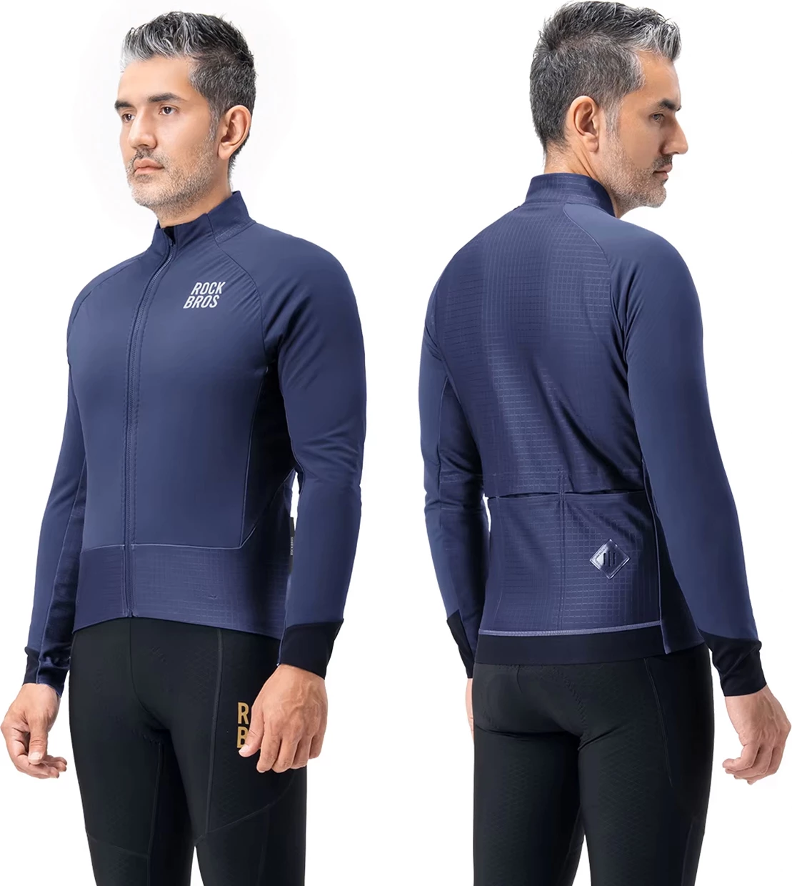 Xhaketë çiklizmi dimërore Rockbros YDWT014, shtresë e dyfishtë fleece, madhësi XL, elemente reflektuese, xhep mbrapa, blu