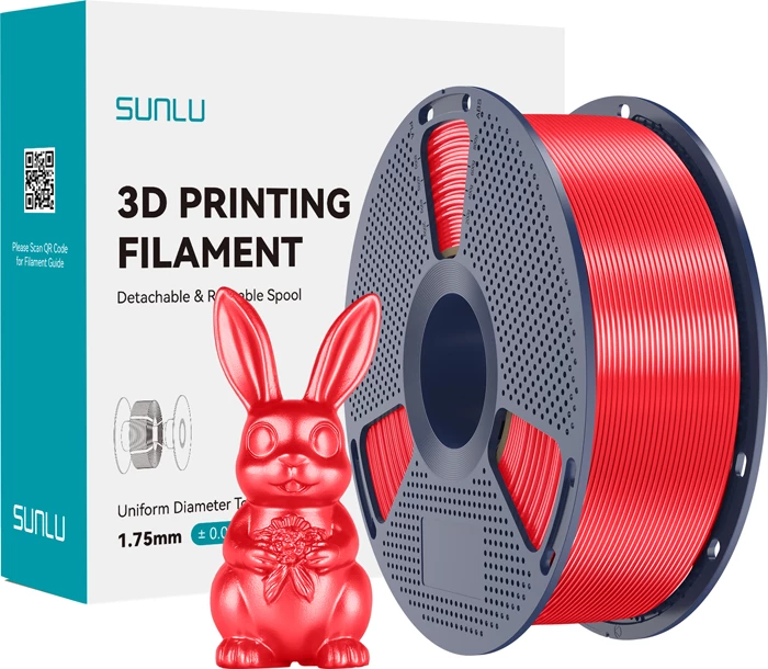 Filament për printim 3D Sunlu PLA+ Silk R 1.75mm ±0.02mm, e kuqe