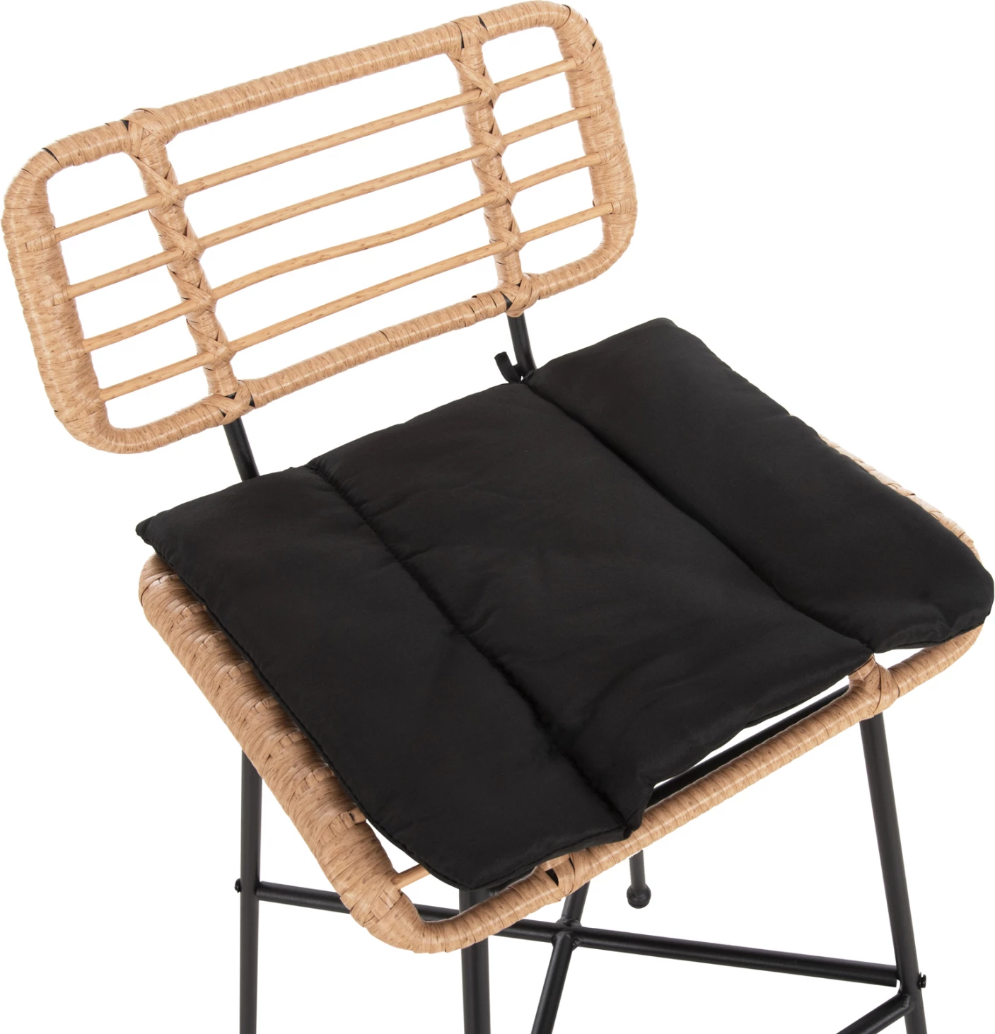 Karrige për bar me vend të lartë ALLEGRA FH5708.11 metalike & jastëk në ngjyrë të zezë-bezhë, 48x49x99,5H cm