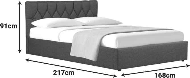 Krevat dopio Kamaho, stof, antracit, me hapësirë për depo, 160x200cm