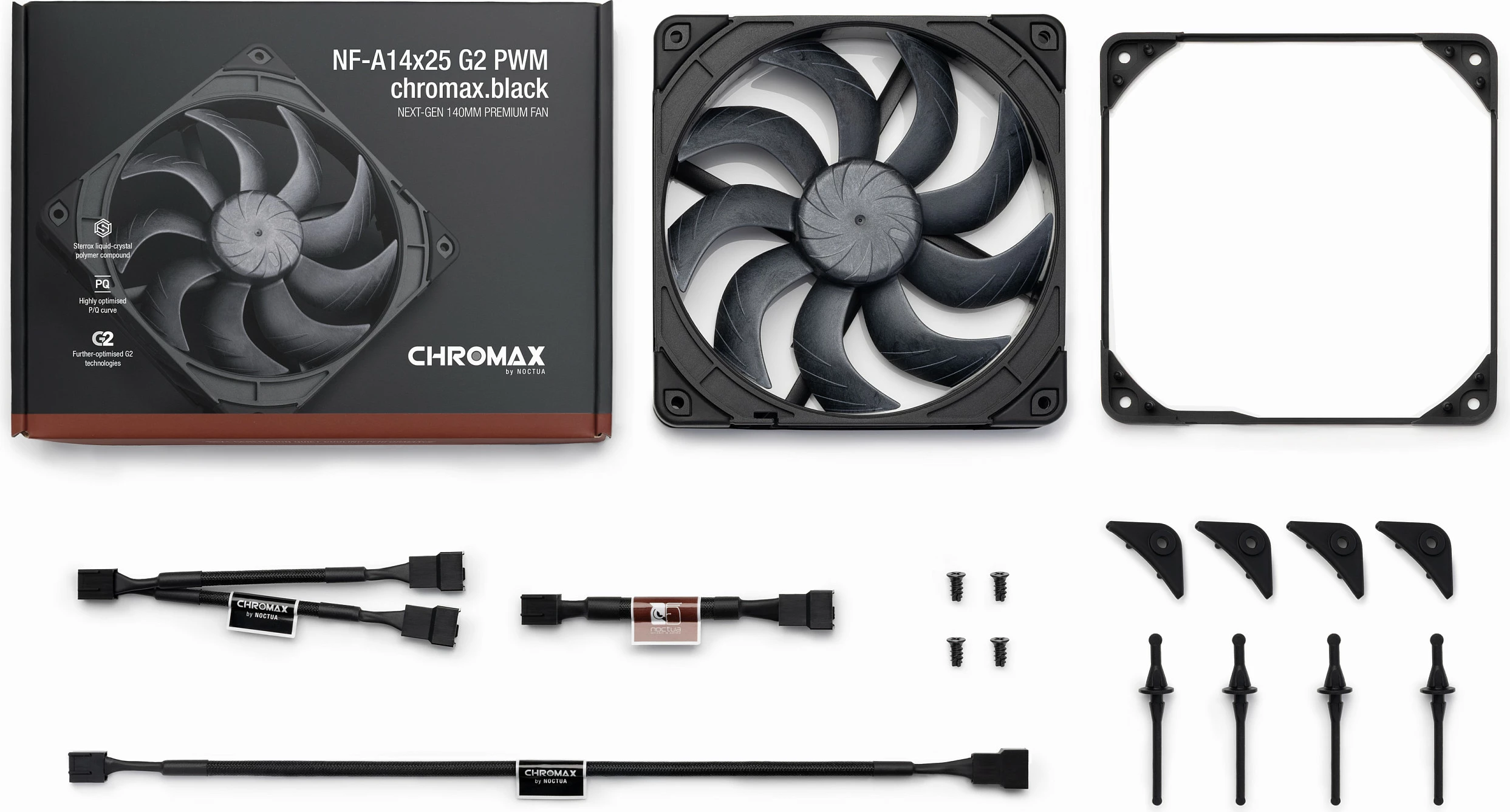 Ventilator kasë Noctua NF-A14x25 G2 PWM chromax.black, 140mm, i zi