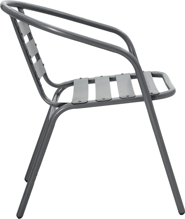 Tavolinë me karrige Watson-Tade set prej 3 pjesësh, metal-xham, Φ60x70cm