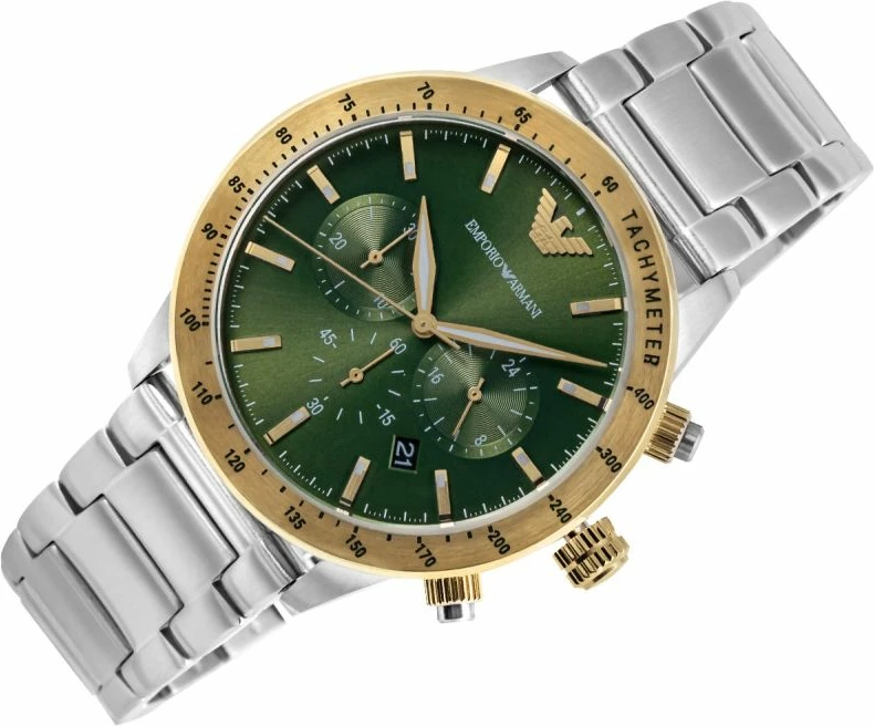 Orë dore për meshkuj Emporio Armani, e gjelbër