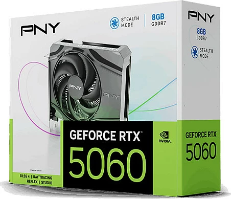 Kartelë grafike PNY GeForce RTX 5060 Single Fan, 8GB GDDR7, 128-bit, PCIe 5.0, e zezë