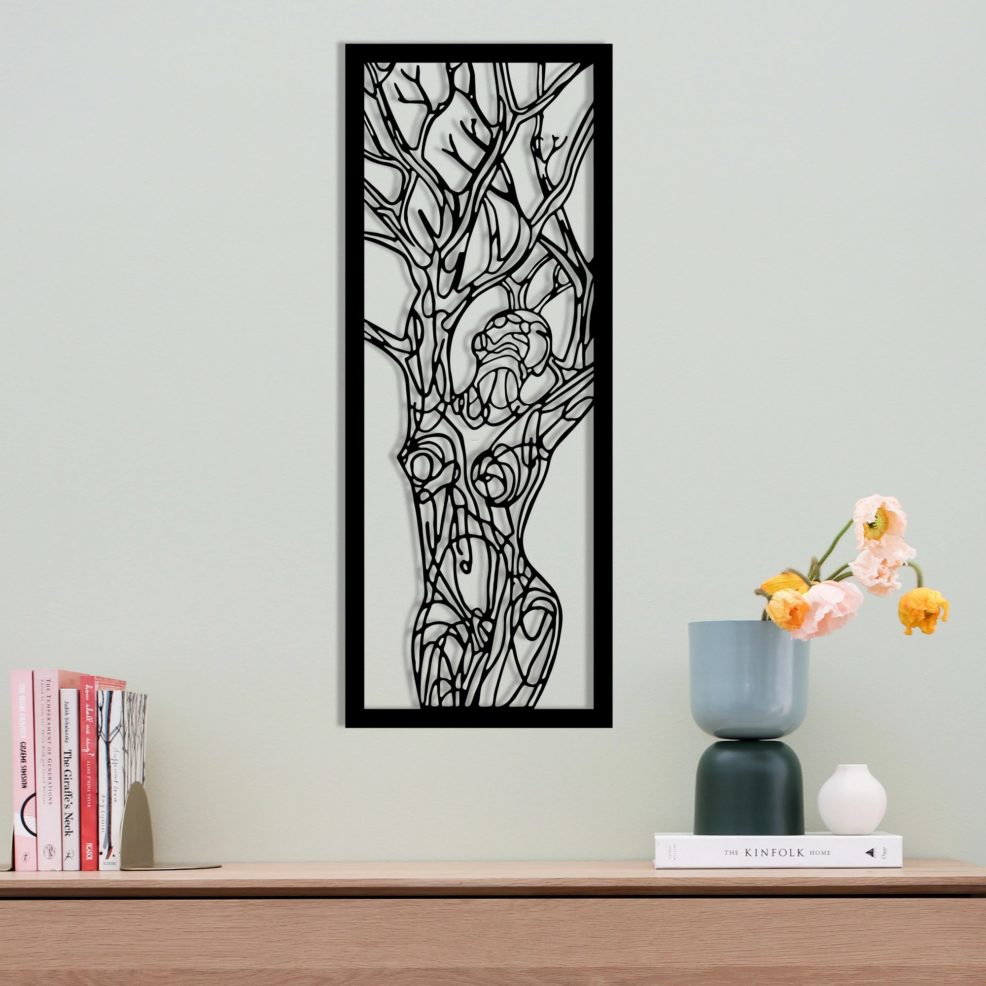 Aksesor dekorativ metalik për mur, Wallity, Vuslat, ngjyrë e zezë, 20x51cm