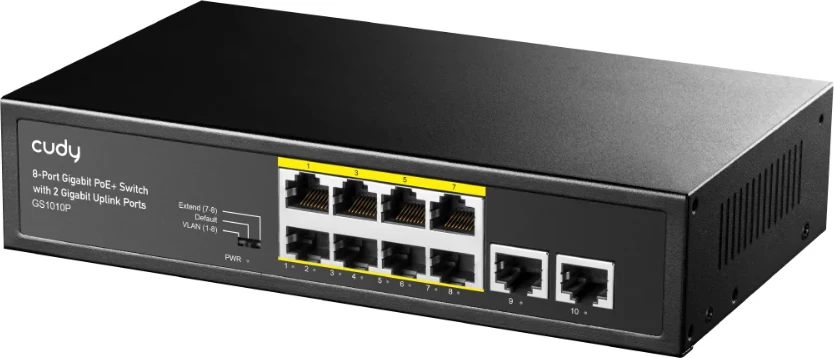 GS1010P 8-Port Gigabit PoE+ Switch with 2 Gigabit Uplink Ports