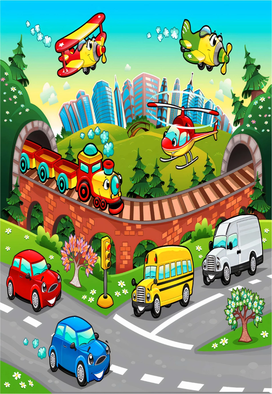 Qilim për fëmijë me mjete transporti, FH7679.13, 120x180cm