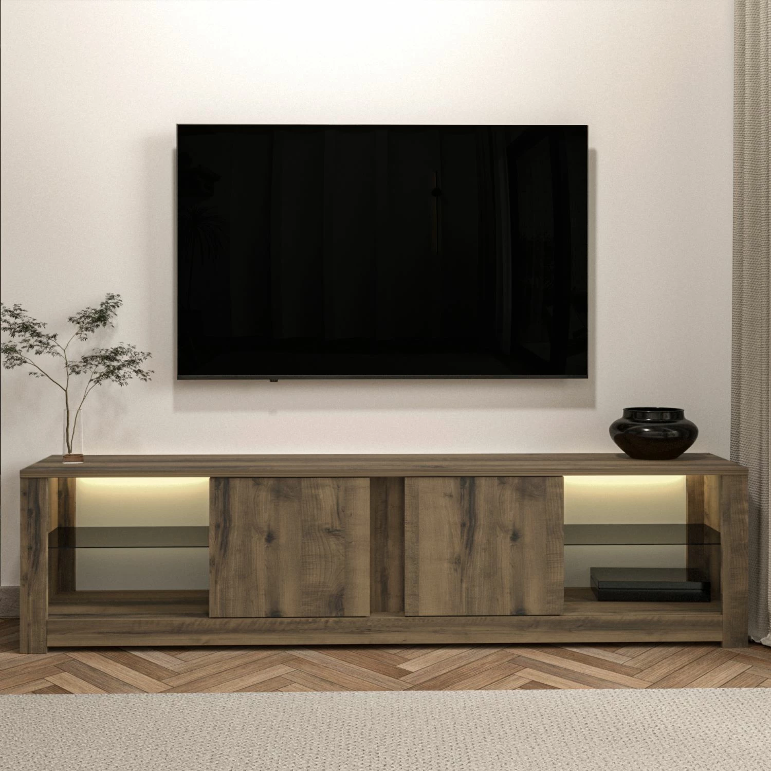 Komodë TV Hanah Home, Aydos, ngjyrë lisi