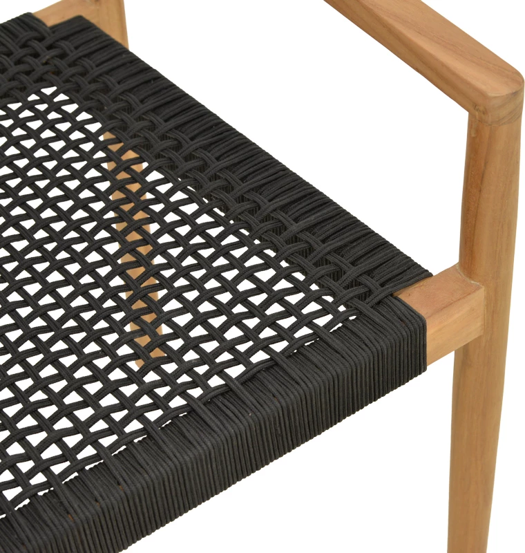 Karrige me krahë Lengan, dru tik natyral, litar i zi, 54x52x80cm