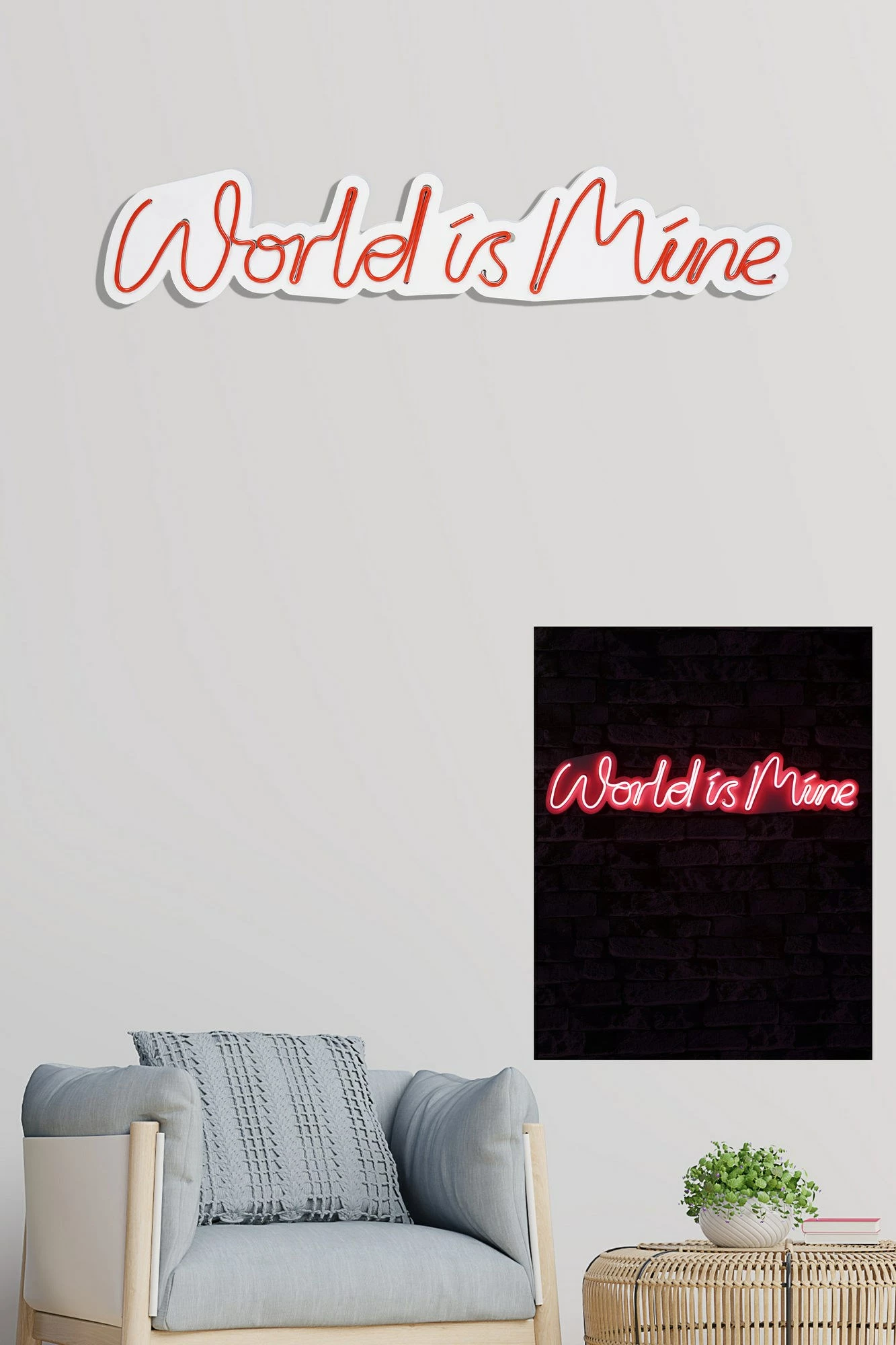 Dritë dekorative LED, plastikë, 'World is Mine', ngjyrë e kuqe