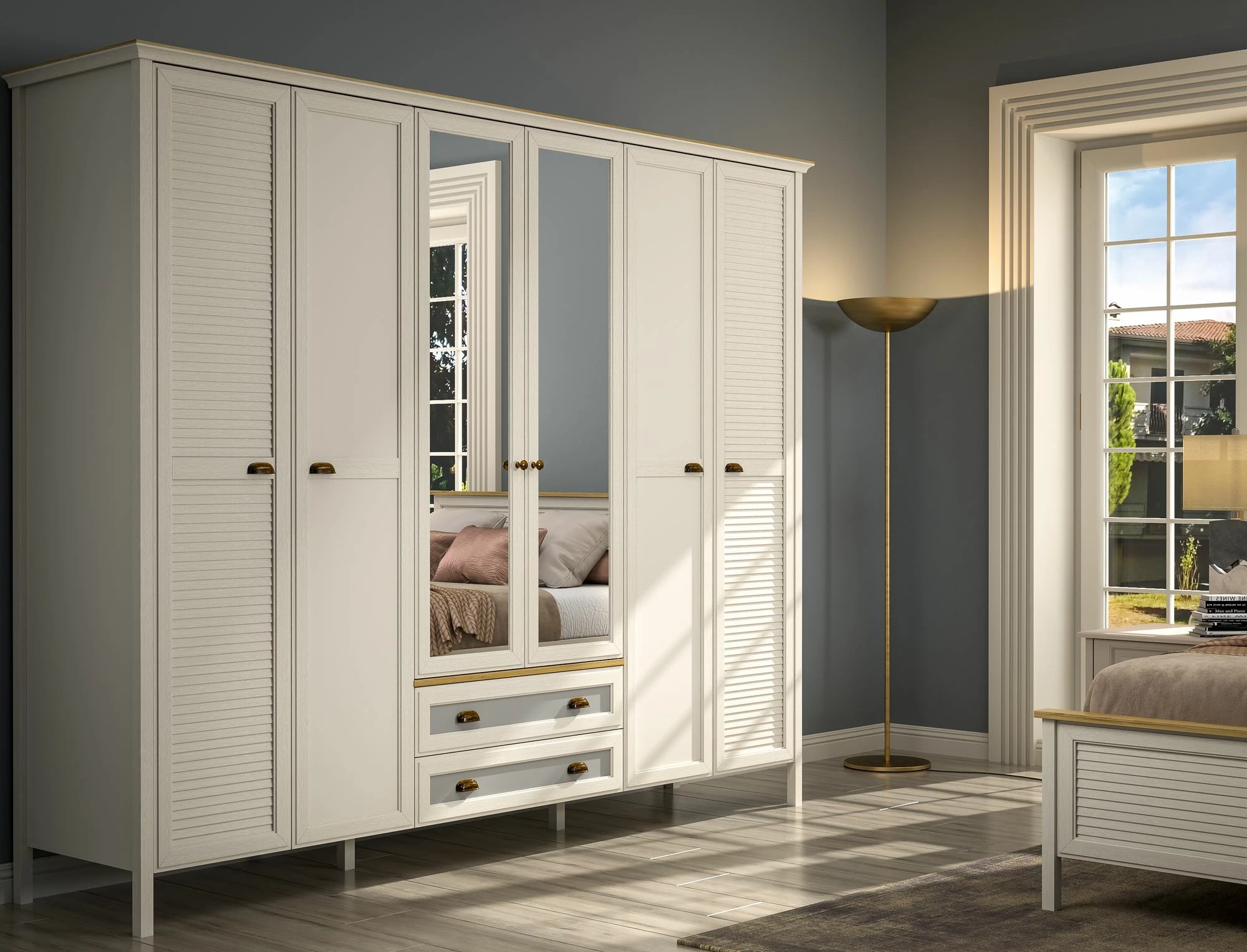 Dollap rrobash Skye Decor, krem, lis, gri, FRN-21007