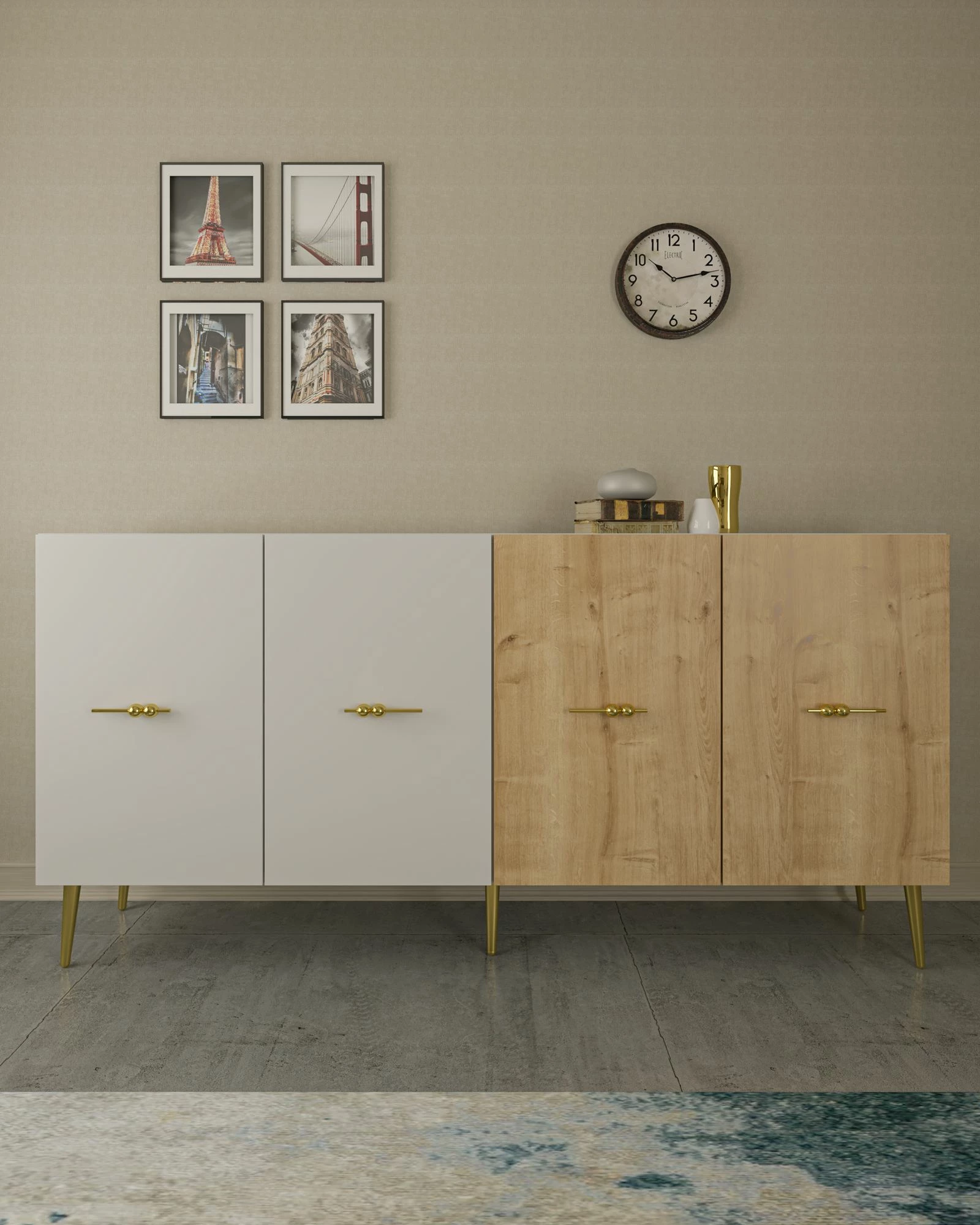Konsol Skye Decor, Loop KB150, e bardhë, lisi sapphire