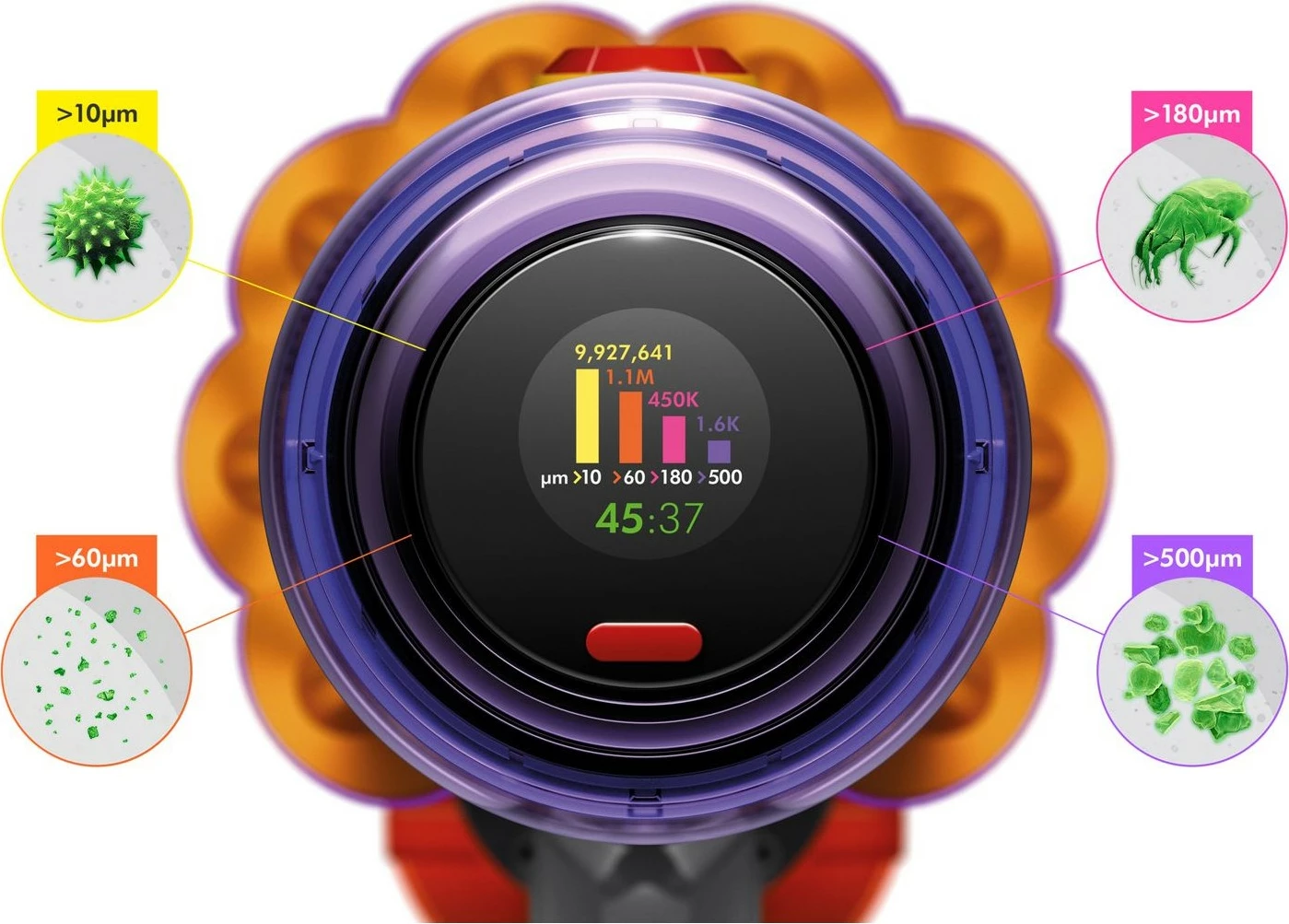 Fshesë me korrent Dyson V12 Detect Slim Absolute, 0.35 L, LCD, Nickel, Yellow