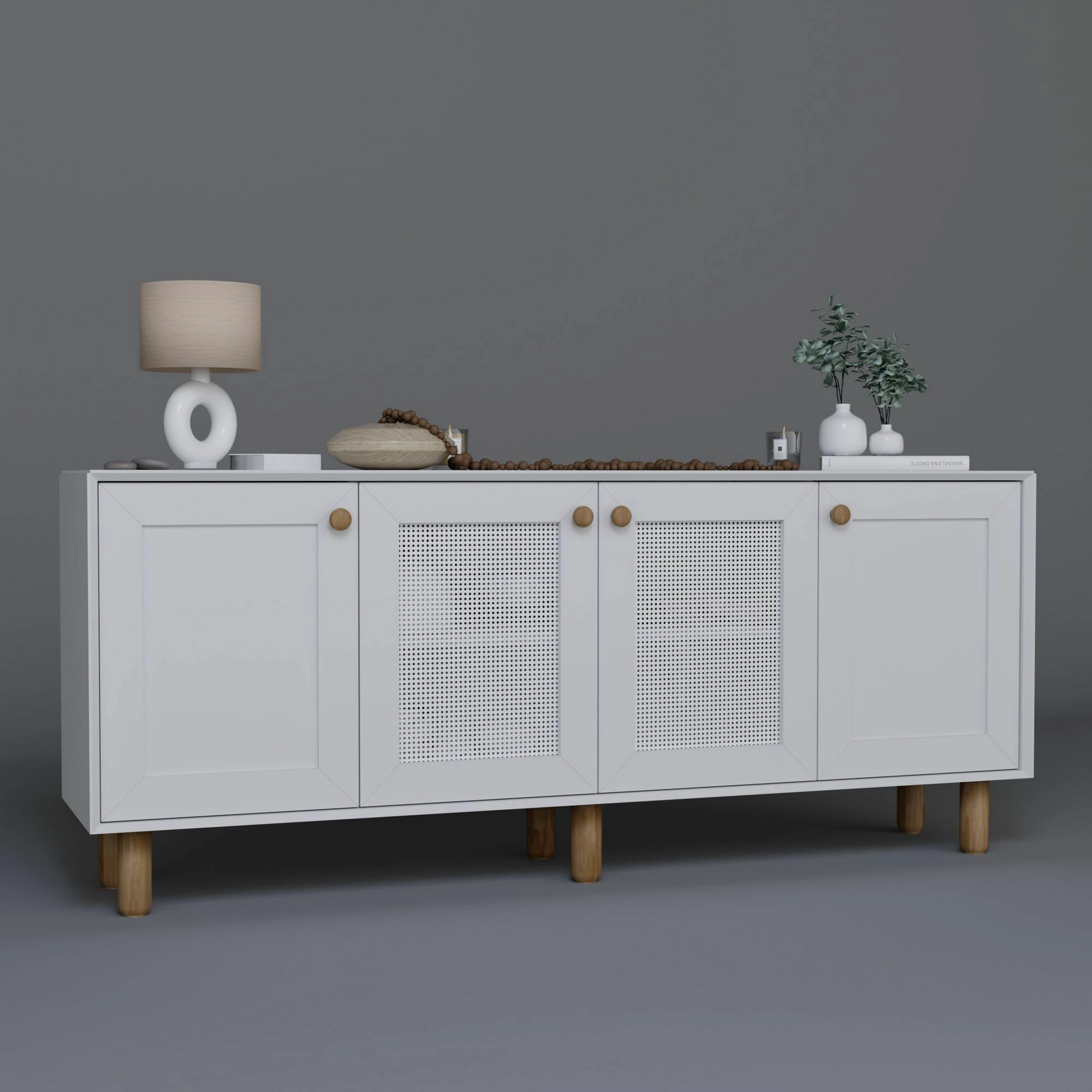 Konsolë Skye Decor, stil bohemian, e bardhë, 180x75x40cm