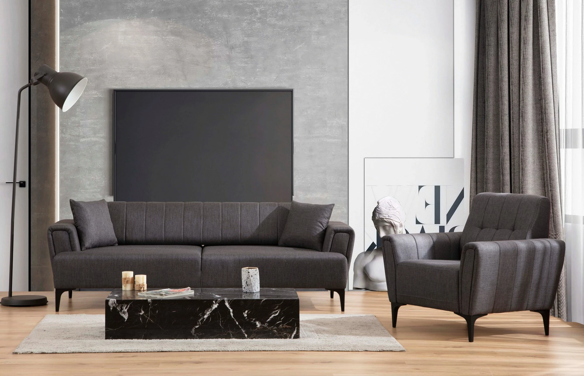 Karrige një vendëshe Atelier del Sofa, Hamlet, ngjyrë gri e errët