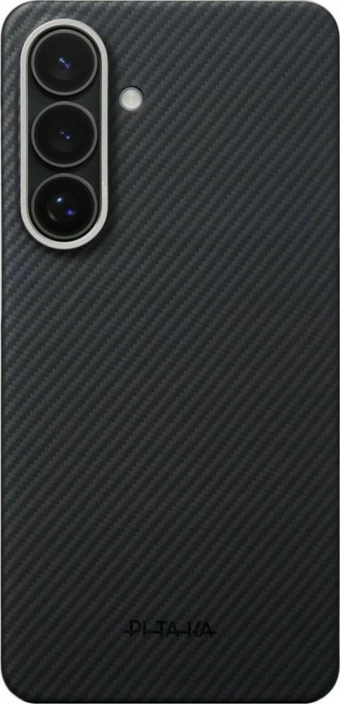 Mbështjellës Pitaka Edge për Samsung Galaxy S26 Plus, fibër aramide ultra i hollë 1.2 mm, MagSafe, me buton NFC, Zi/Gri