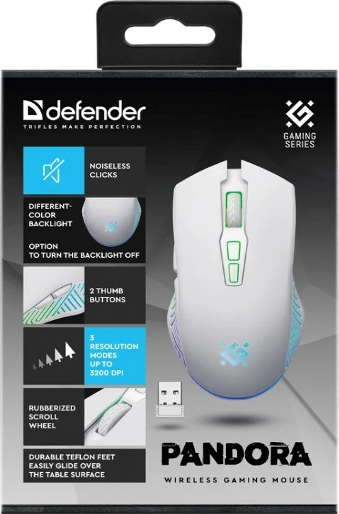Maus wireless Defender Pandora RF, 3200 DPI, 6 butona, i bardhë 5