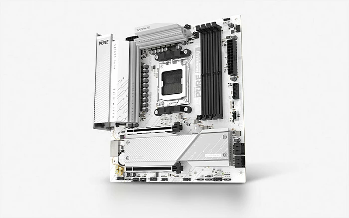 Pllakë amë Sapphire PURE B850M WIFI, Socket AM5, micro ATX, DDR5, Wi‑Fi 6E, e bardhë