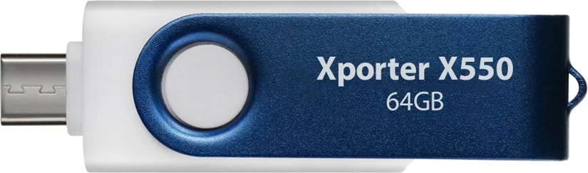 USB flash Patriot Memory Xporter X550, 64GB, Dual USB-A+C, Bardhë/Blu