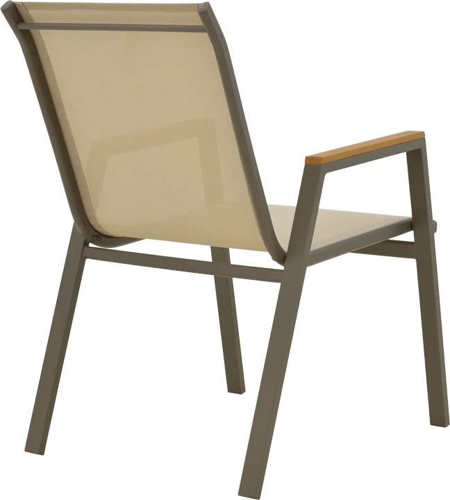 Set tavoline me karrige Lafla-Azelie, alumin champagne, plywood natyral, 160-240x100x75cm, 9 copë